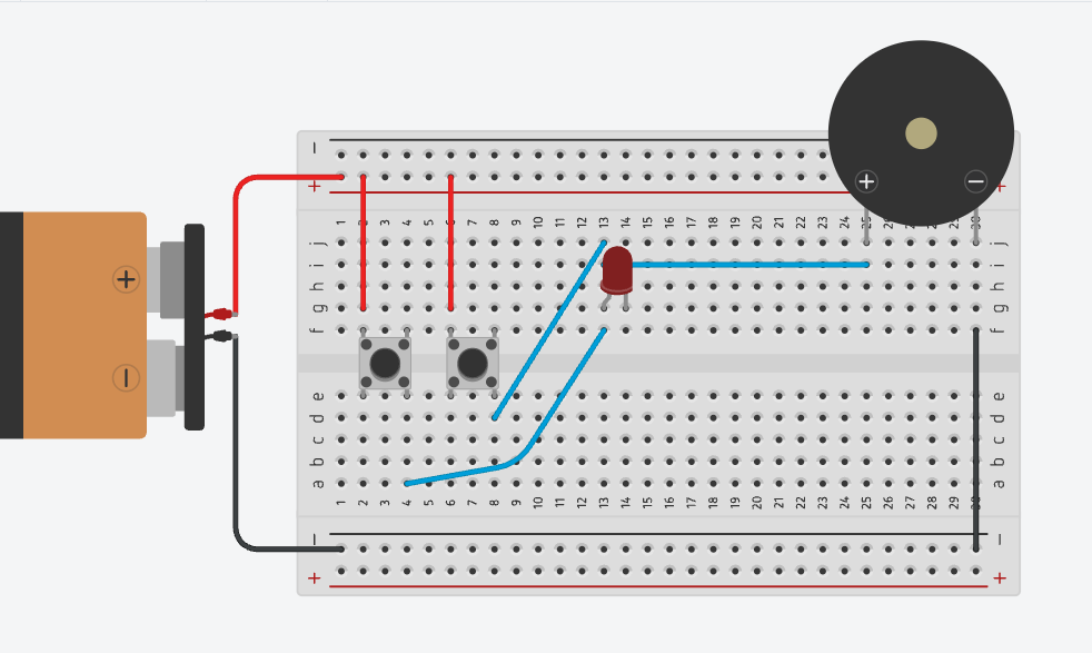 Adding the LED with its longer leg in the alarm node column